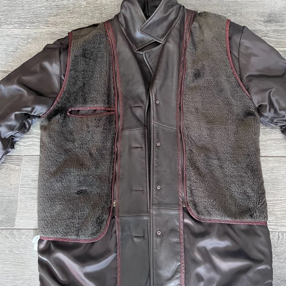 Men's leather jacket with fur lining size L - Picture 12 of 16